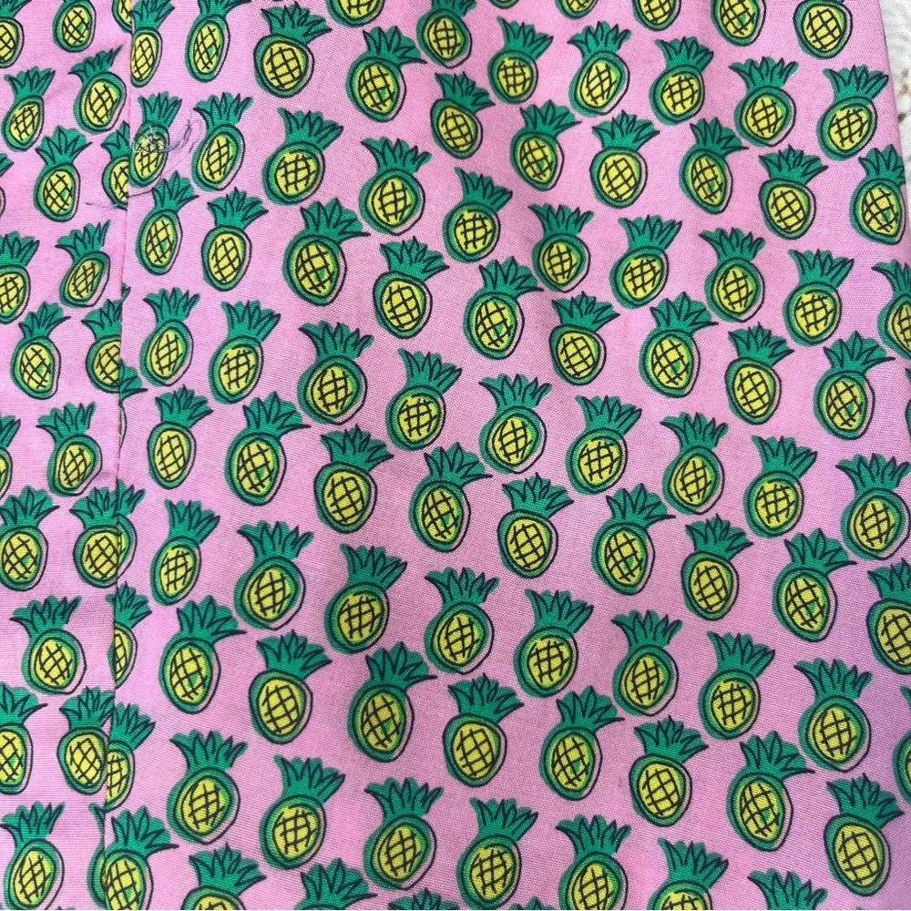 Talbots No-Iron Scalloped Edge Pineapple Print Sleeveless Blouse Size 10 - Picture 5 of 9